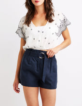 Load image into Gallery viewer, Embroidered Wrap Crop Top